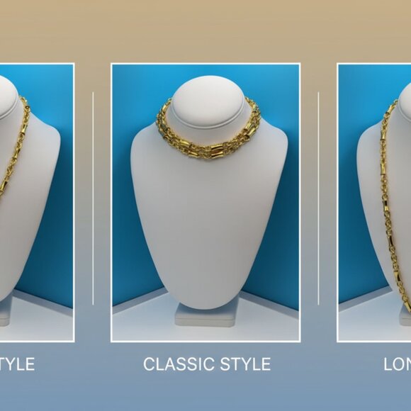 Ben-Amun Gold Necklace With Toggle Clasp Bamboo Link  Chain 24-karat gold plated - Picture 9 of 9